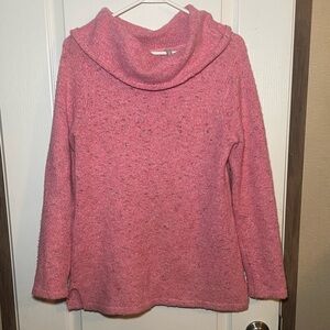 Hannah Andersson Women's Cotton Blend Cowl Neck Knit Sweater Pink Size Large